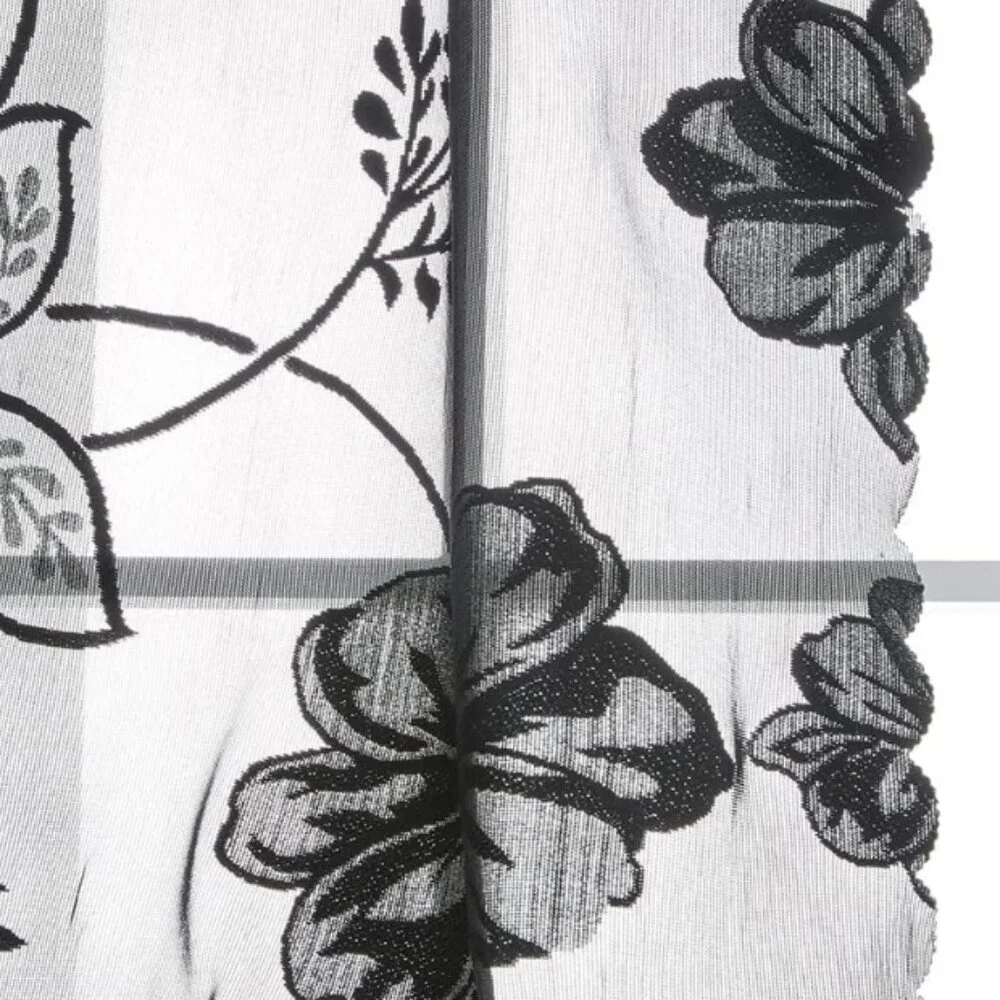Black Sheer Lace Curtains – 2 Panels, 54